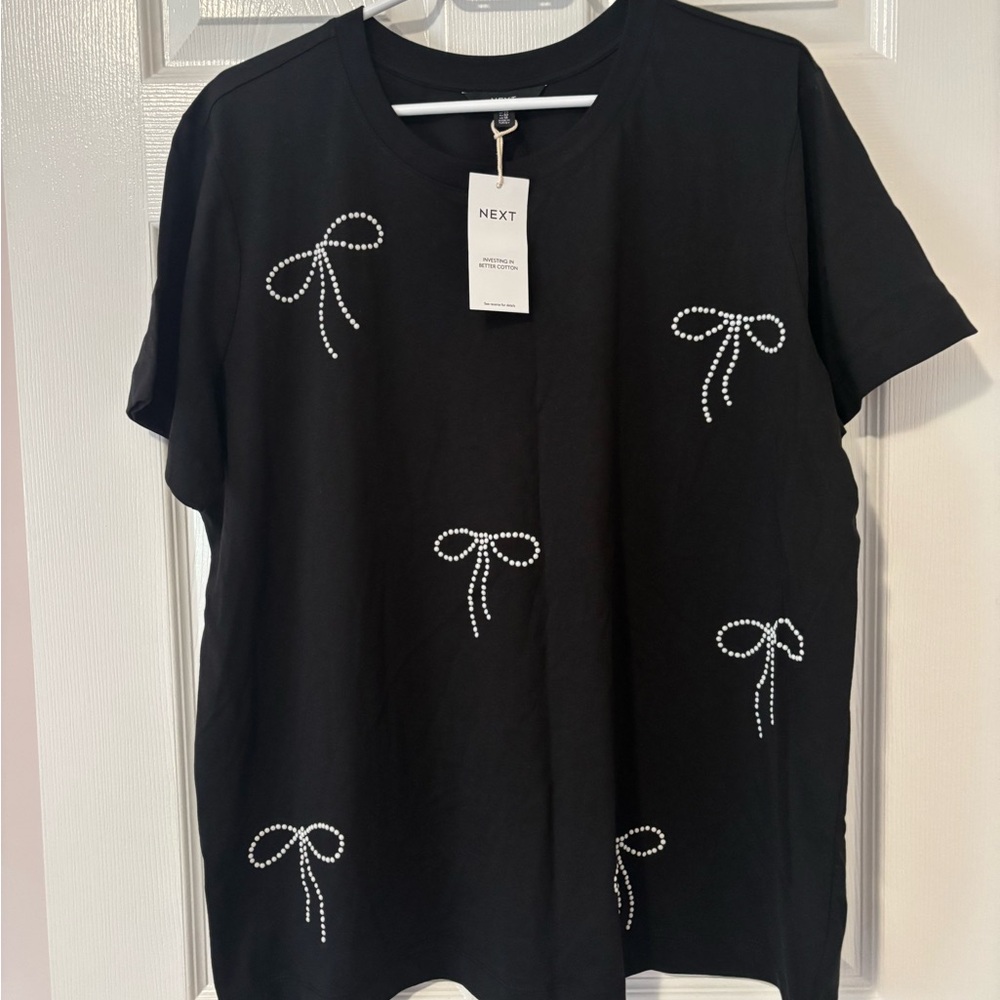 Next Black Bow Embellished T-Shirt